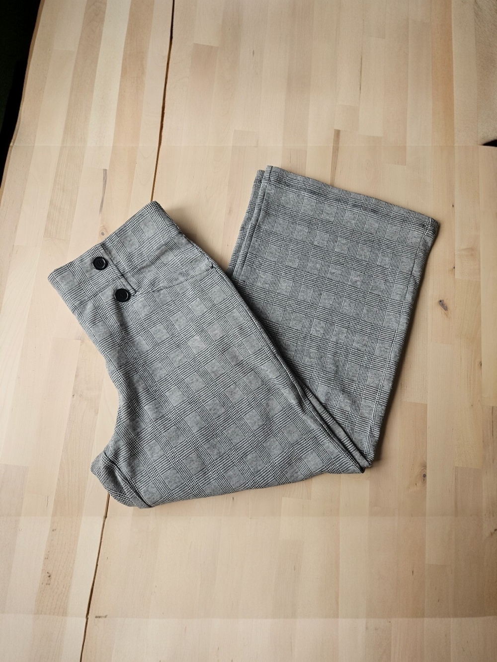 Classic Gray Glen Plaid Wide Leg Confortable Pull-On Dress Pants
